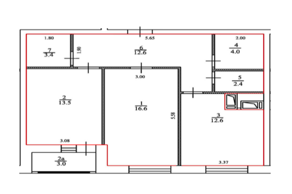 Продаётся 2-комнатная квартира, 65.1 м²