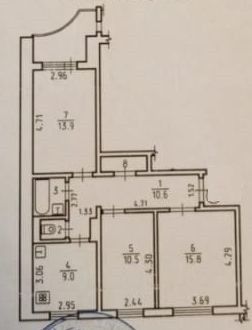 Продаётся 3-комнатная квартира, 64.8 м²