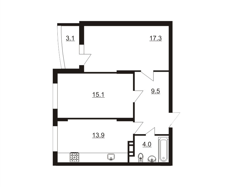 Продаётся 2-комнатная квартира, 62.9 м²