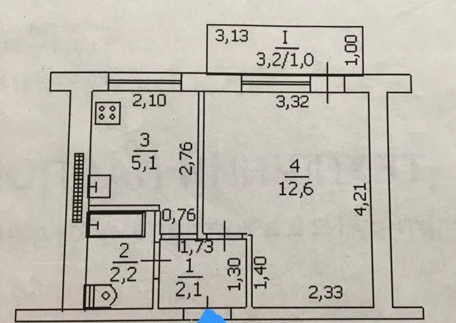 Продаётся 1-комнатная квартира, 25 м²