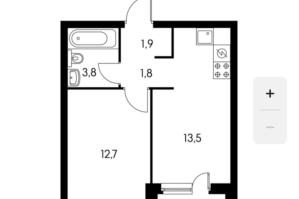 Продаётся 1-комнатная квартира, 34 м²