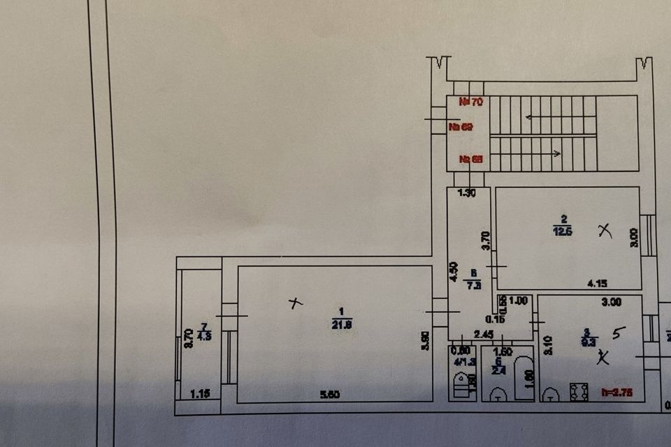 Продаётся 2-комнатная квартира, 57.3 м²