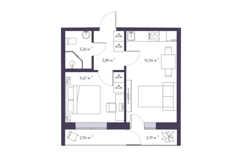 Продаётся 1-комнатная квартира, 31.9 м²