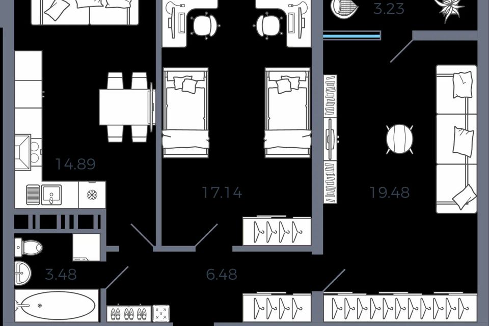 Продаётся 2-комнатная квартира, 63.1 м²