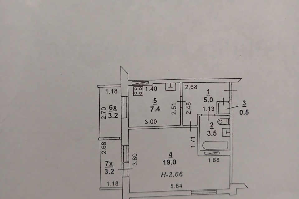 Продаётся 1-комнатная квартира, 42.8 м²