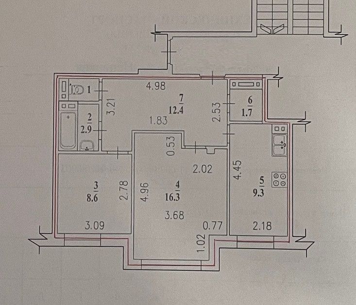 Продаётся 2-комнатная квартира, 52.4 м²