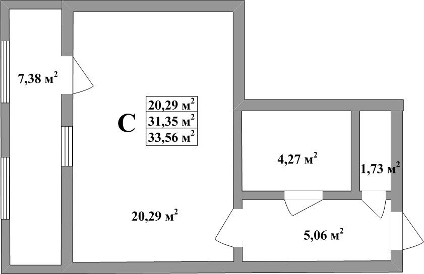 Продаётся студия, 33.9 м²