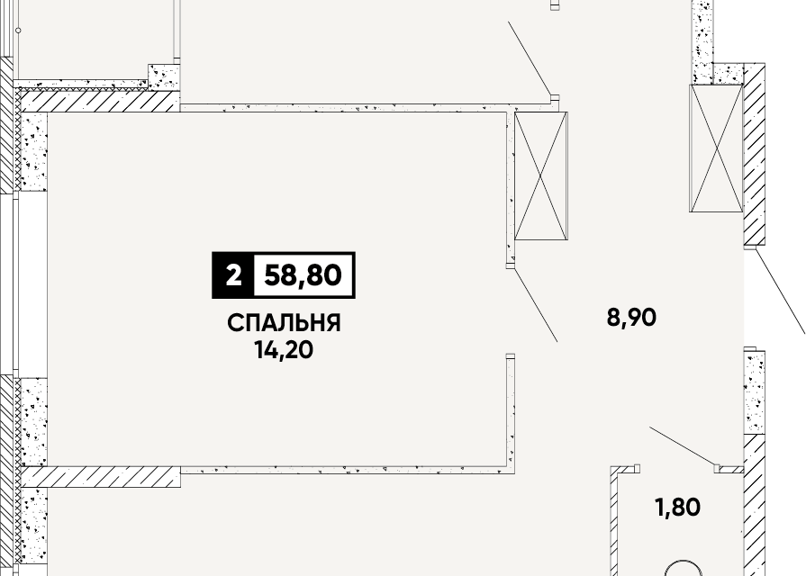 Продаётся 2-комнатная квартира, 59 м²