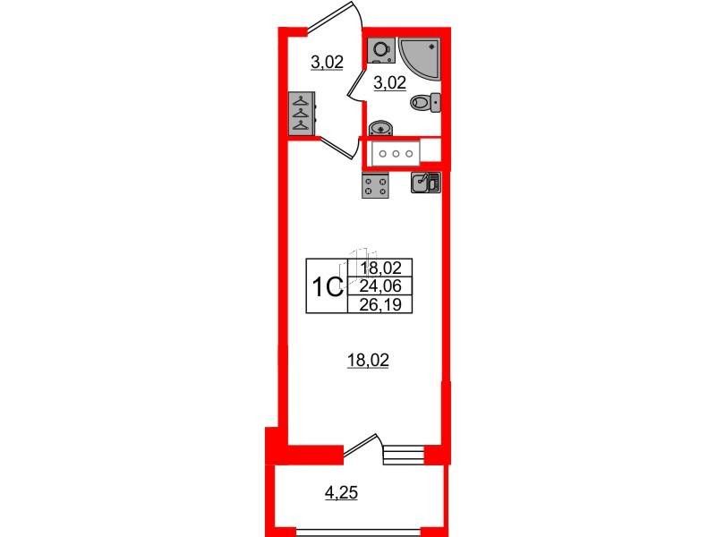 Продаётся студия, 24.6 м²