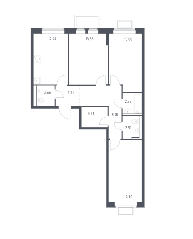 Продаётся 3-комнатная квартира, 78.26 м²