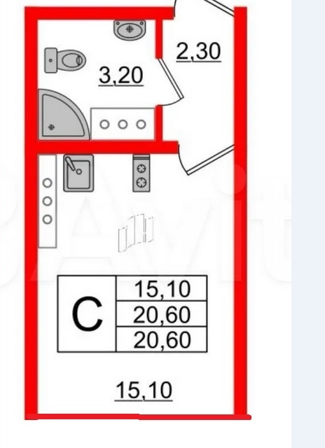 Продаётся студия, 20.6 м²