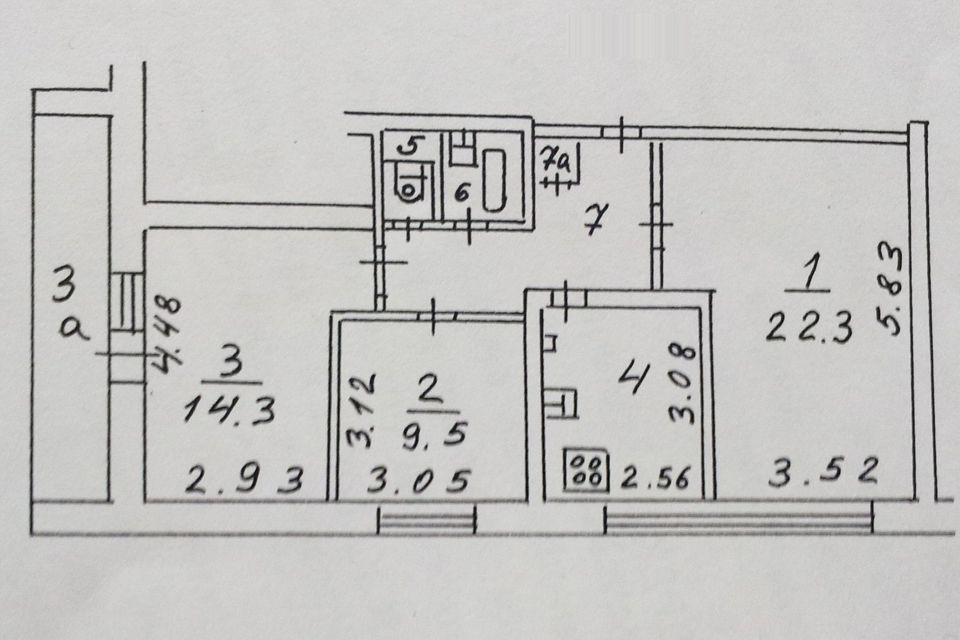 Продаётся 3-комнатная квартира, 65 м²