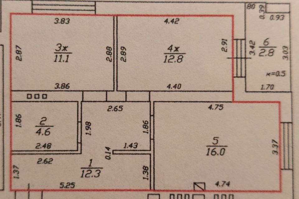 Продаётся 2-комнатная квартира, 56.8 м²