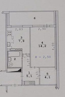 Продаётся 1-комнатная квартира, 34.8 м²