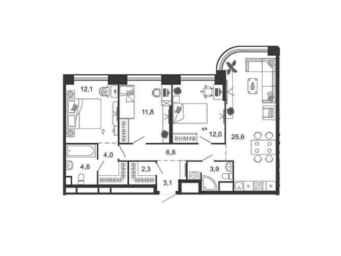 Продаётся 3-комнатная квартира, 86 м²