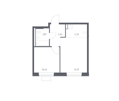 Продаётся 1-комнатная квартира, 38.27 м²