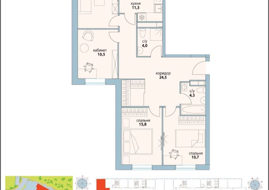 Продаётся 4-комнатная квартира, 95.2 м²