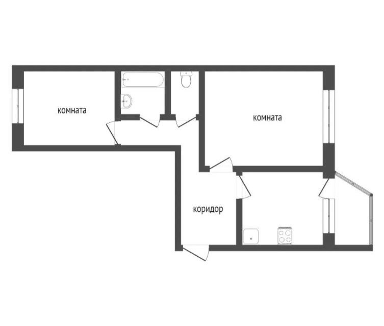 Продаётся 2-комнатная квартира, 53.7 м²