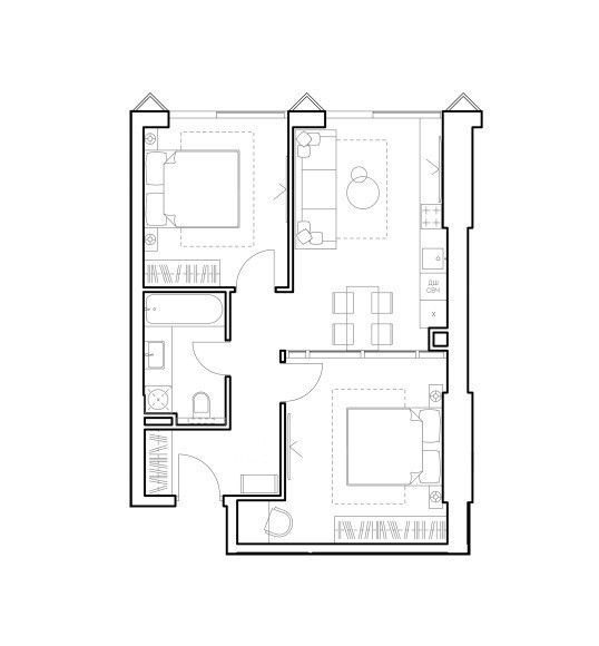 Продаётся 2-комнатная квартира, 57.2 м²