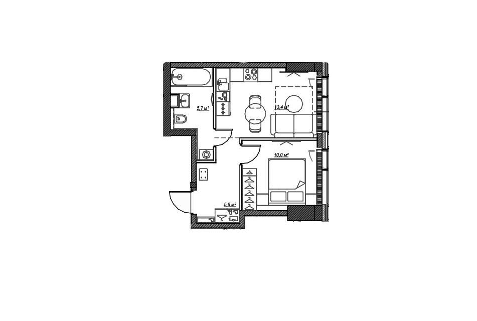 Продаётся 1-комнатная квартира, 35 м²