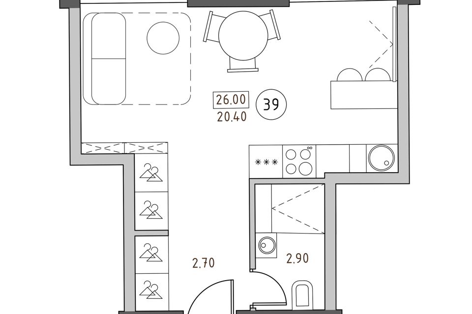 Продаётся 1-комнатная квартира, 26 м²