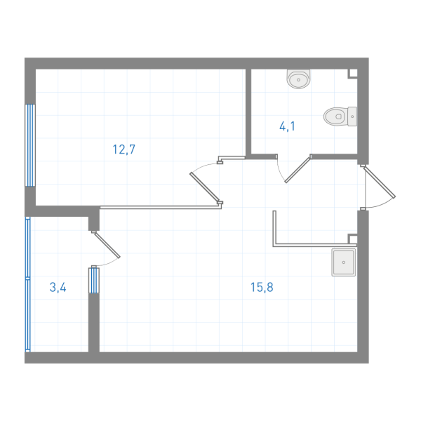 Продаётся 1-комнатная квартира, 38.7 м²