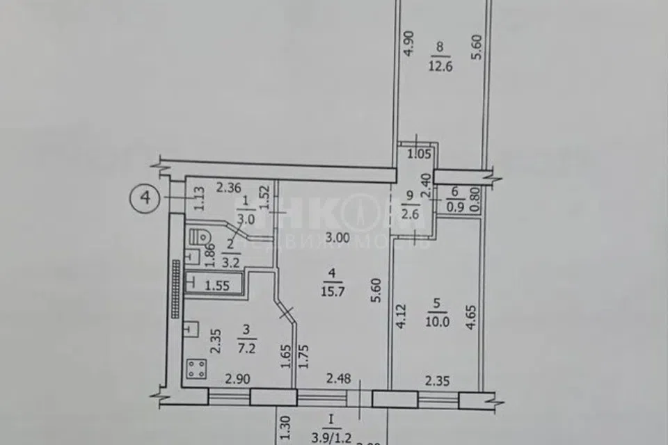 Продаётся 3-комнатная квартира, 55 м²