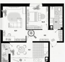Продаётся 2-комнатная квартира, 54.7 м²