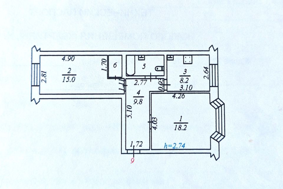 Продаётся 2-комнатная квартира, 57 м²