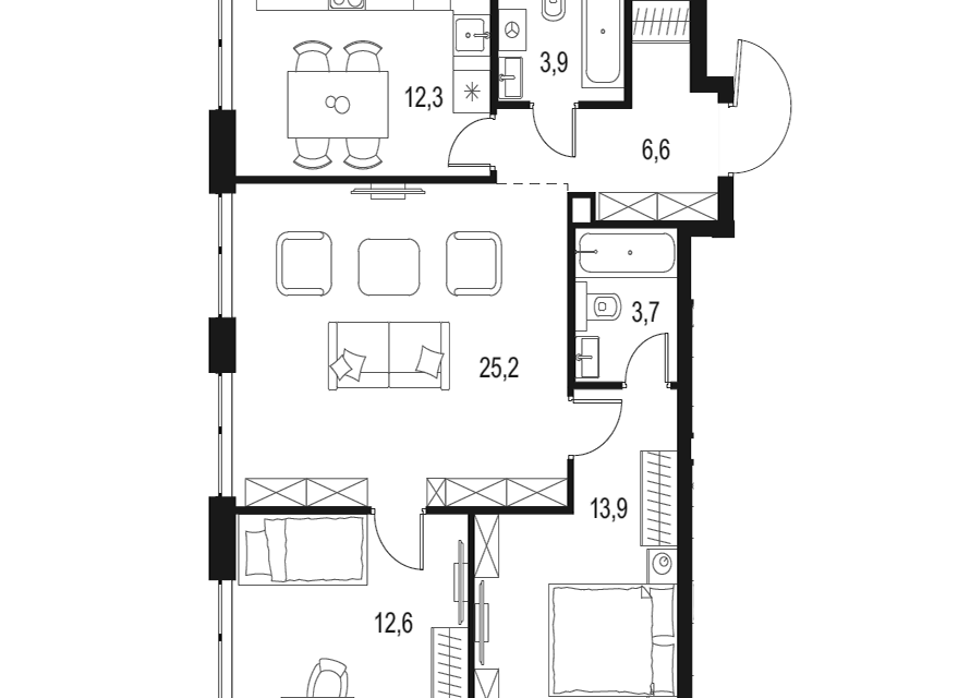 Продаётся 3-комнатная квартира, 78.2 м²