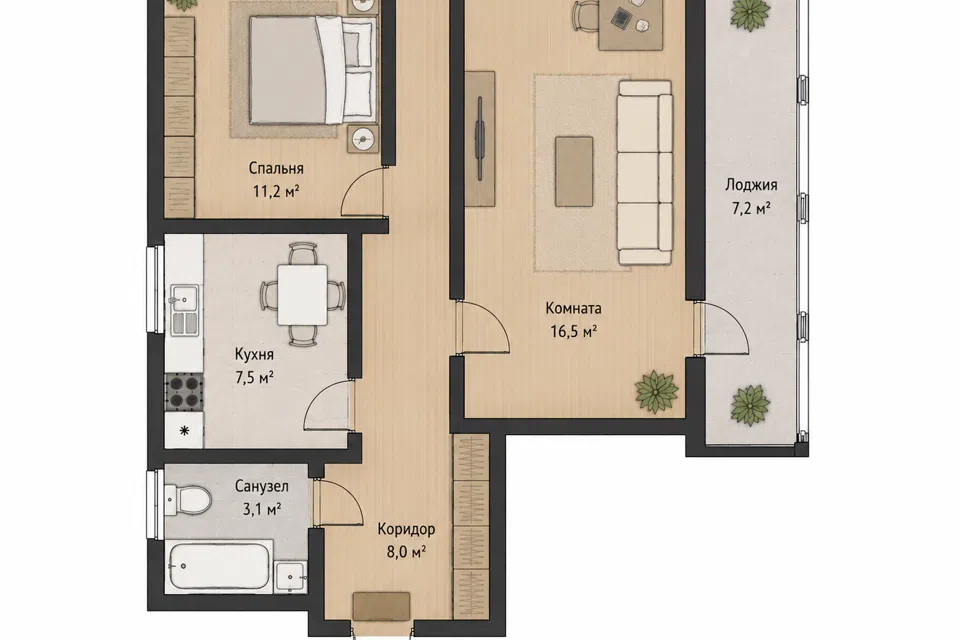 Продаётся 2-комнатная квартира, 43 м²