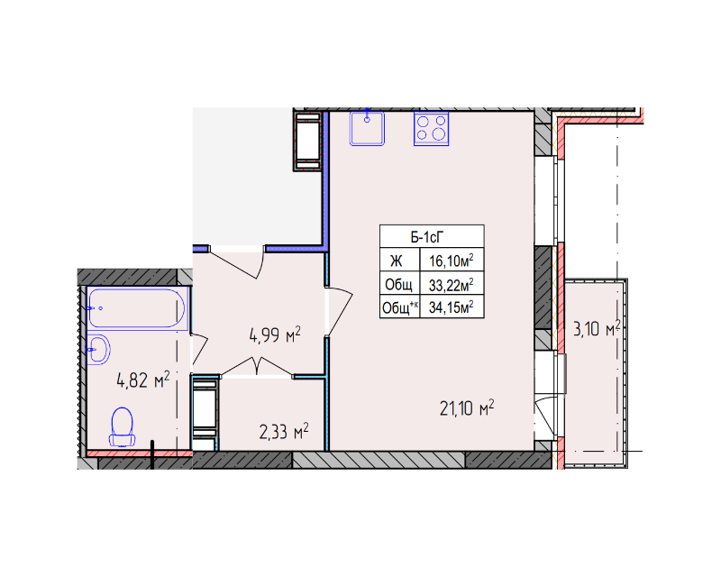 Продаётся студия, 34.15 м²