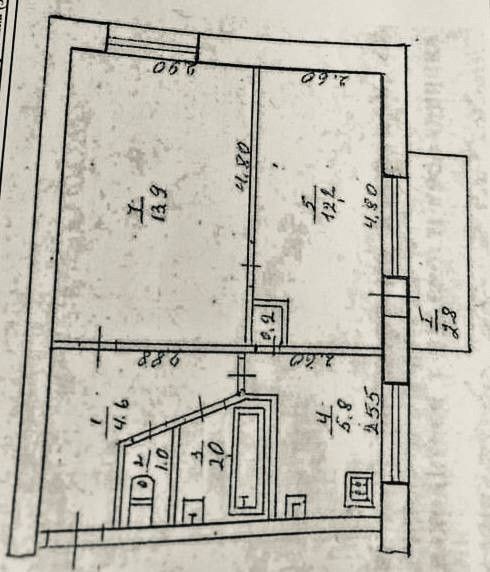 Продаётся 2-комнатная квартира, 45.6 м²