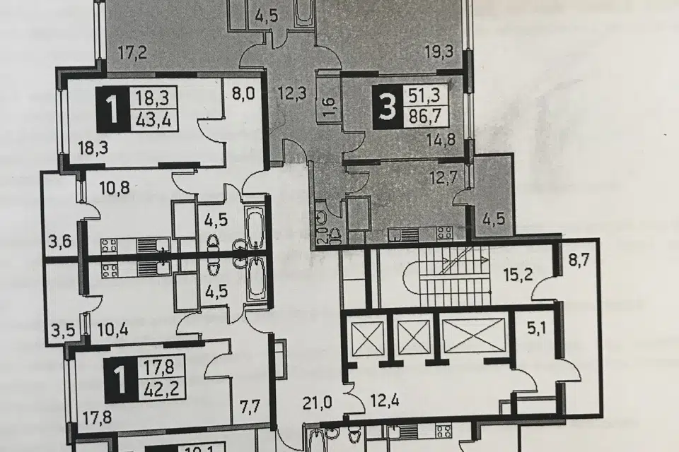 Продаётся 3-комнатная квартира, 84.3 м²