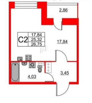 Продаётся студия, 26.75 м²