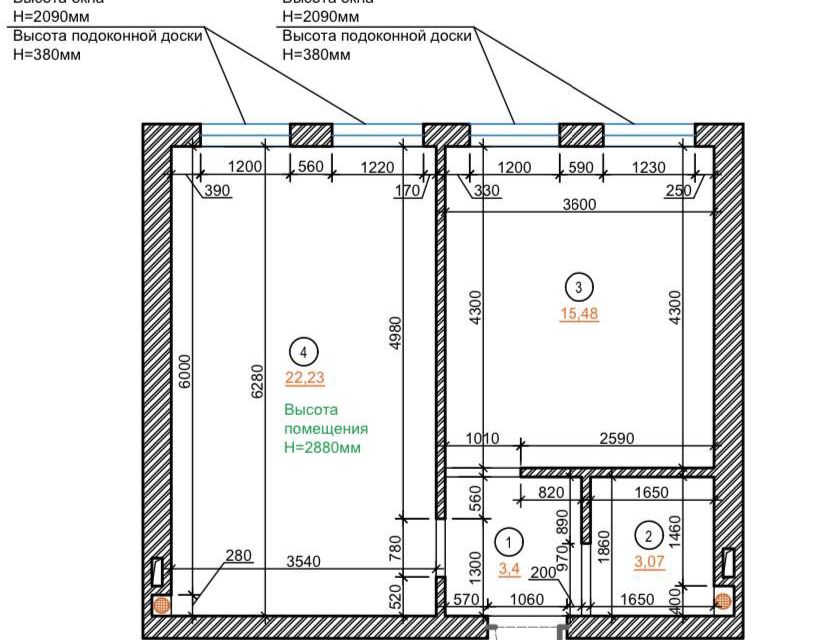 Продаётся 1-комнатная квартира, 44 м²