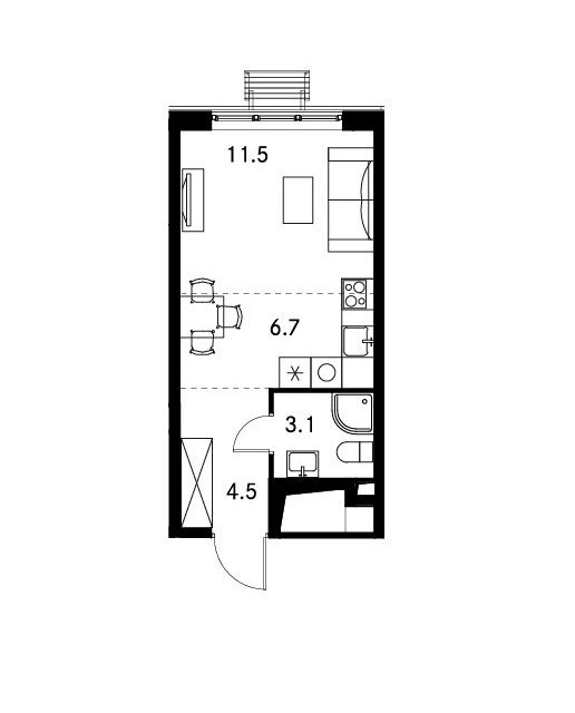 Продаётся студия, 25.8 м²