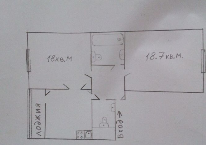 Сдаётся 2-комнатная квартира, 59.7 м²