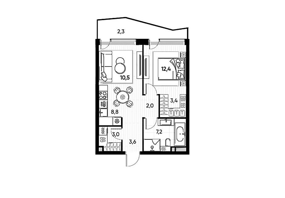 Продаётся 1-комнатная квартира, 53.2 м²