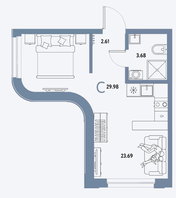 Продаётся студия, 29.98 м²