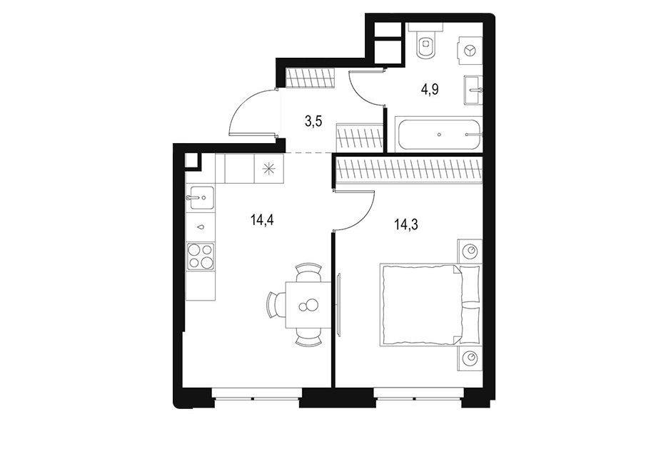 Продаётся 1-комнатная квартира, 37.1 м²