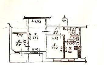 Продаётся 3-комнатная квартира, 58.7 м²