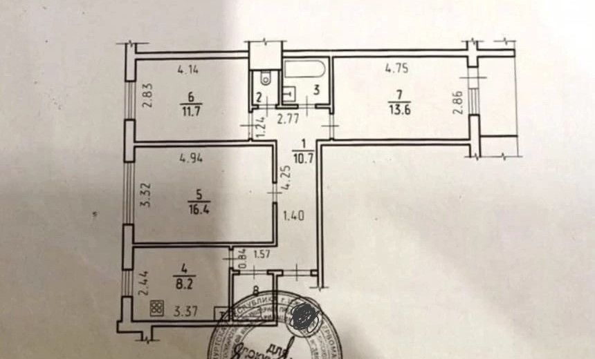 Продаётся 3-комнатная квартира, 66 м²