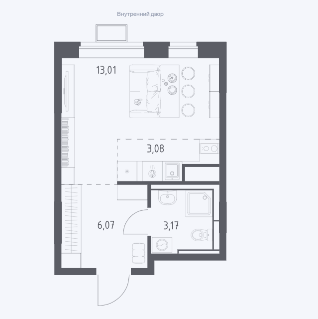 Продаётся студия, 25.2 м²