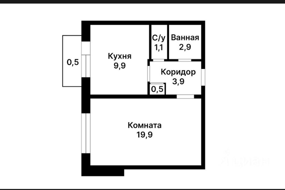 Продаётся 1-комнатная квартира, 38.2 м²