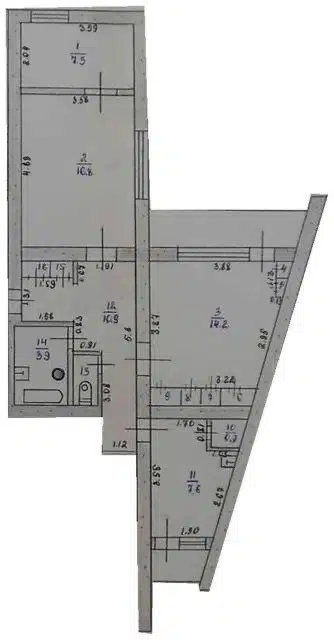 Продаётся 3-комнатная квартира, 65.2 м²