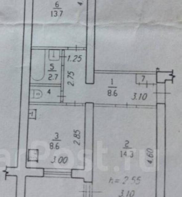 Продаётся 2-комнатная квартира, 51.1 м²