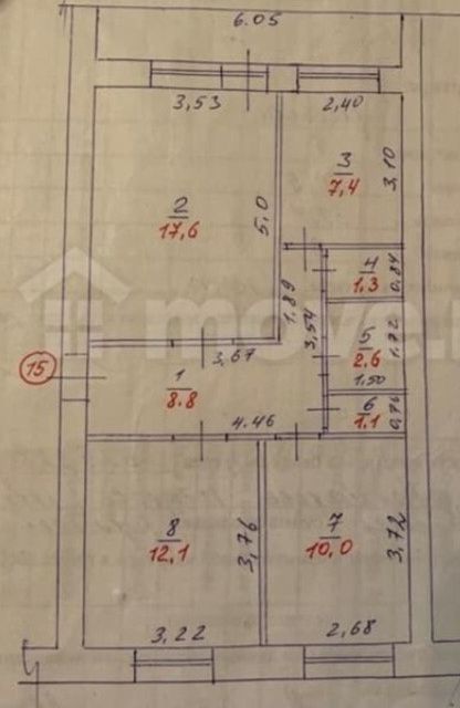 Продаётся 3-комнатная квартира, 60.9 м²