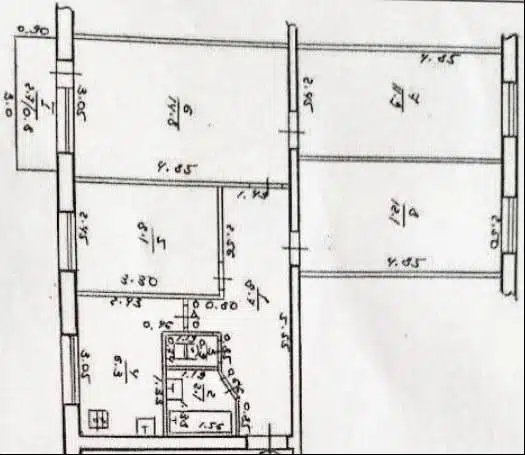 Продаётся 4-комнатная квартира, 65 м²