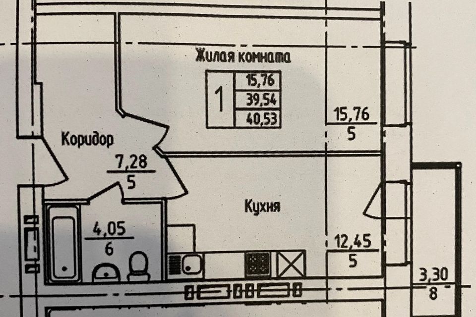 Продаётся 1-комнатная квартира, 41 м²